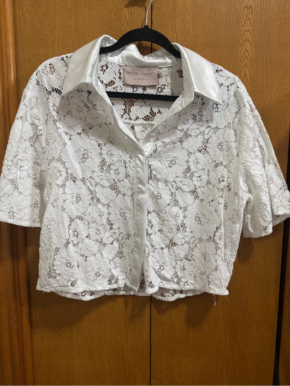 White Closet Elements White Lace Button-Front Top